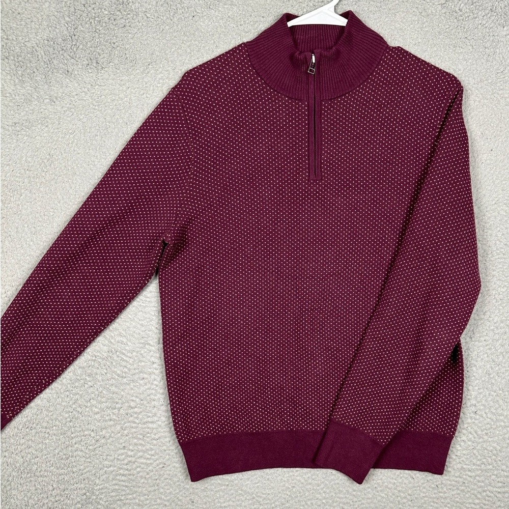 Bonobos Sweater Mens Small Burgundy Birdseye Cashmere Blend Quarter-Zip Pullover